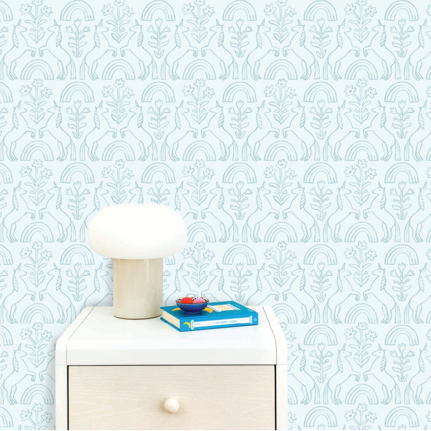 Image of Unicorn in Teal Wallpaper