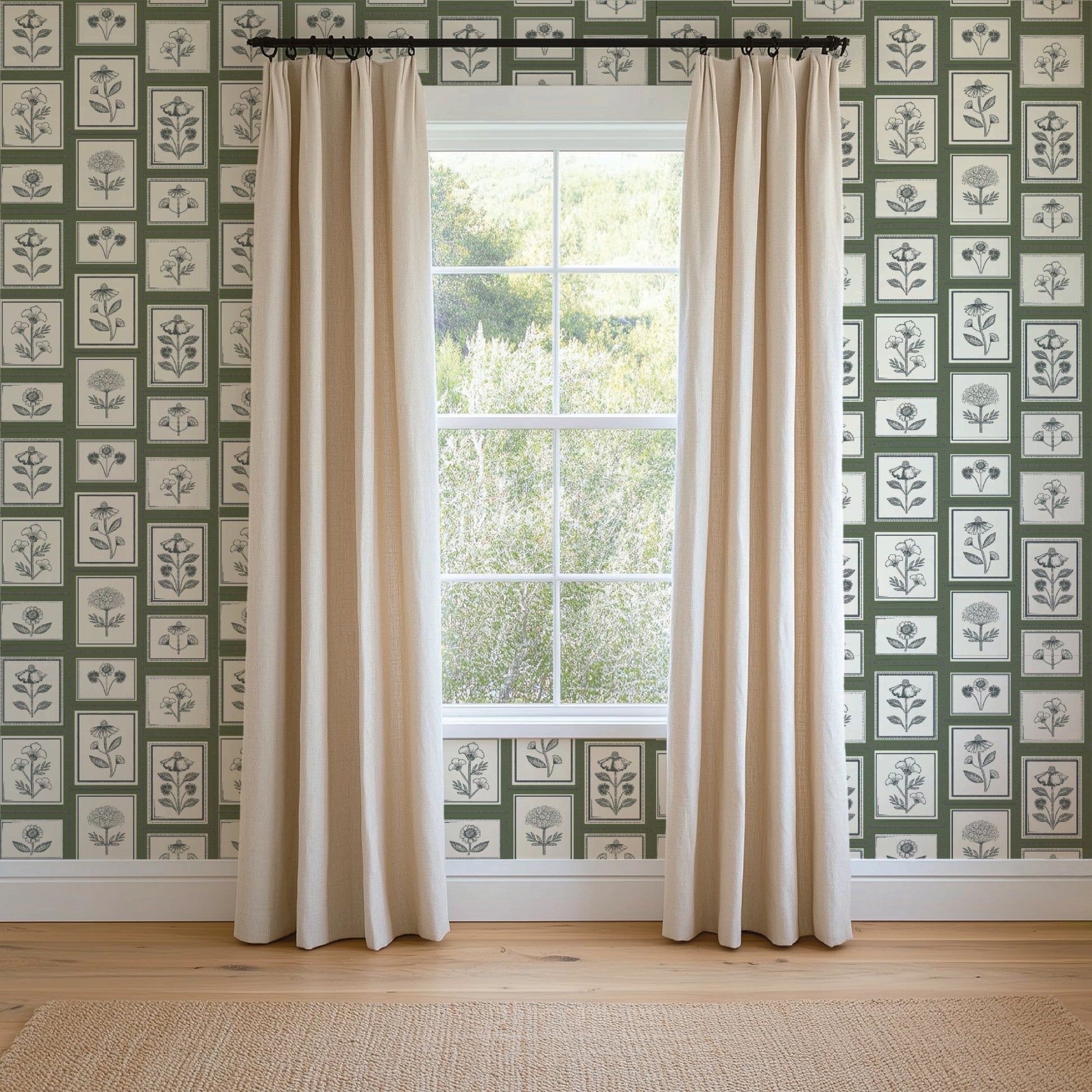 Image of Framed Flowers in Forest Wallpaper