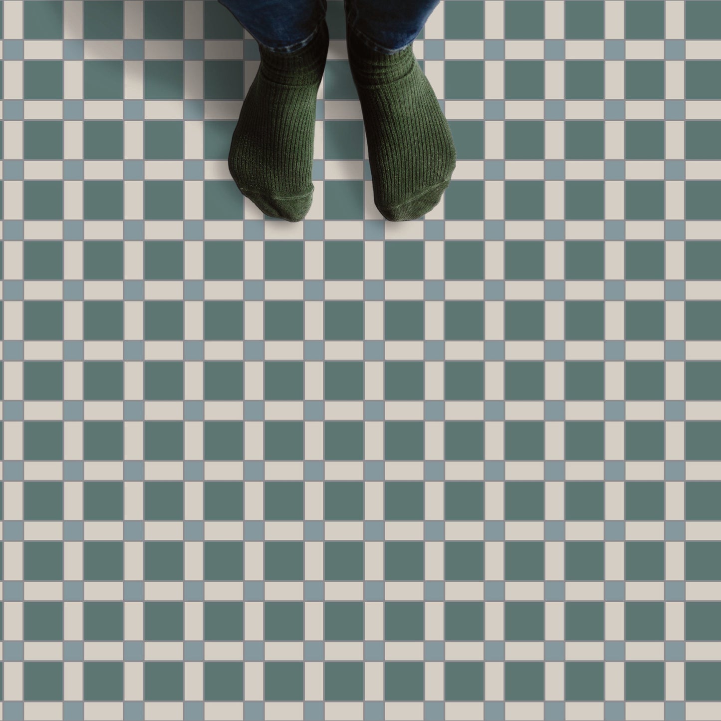 Heritage Check Tile Decal Tile/Flooring in Lake Blue