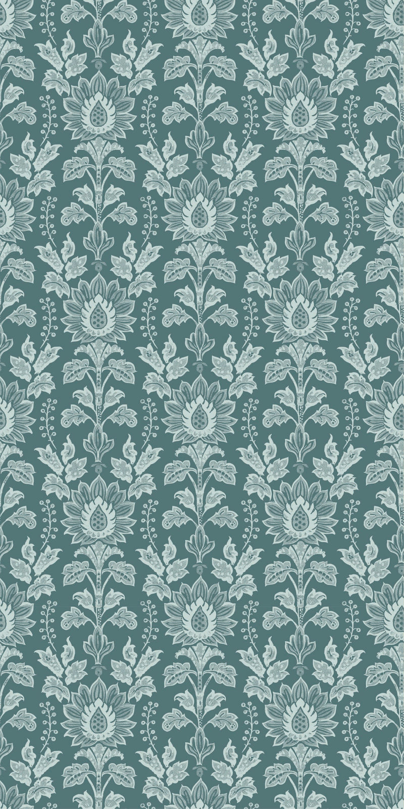 Cottage Damask in Teal Mist color