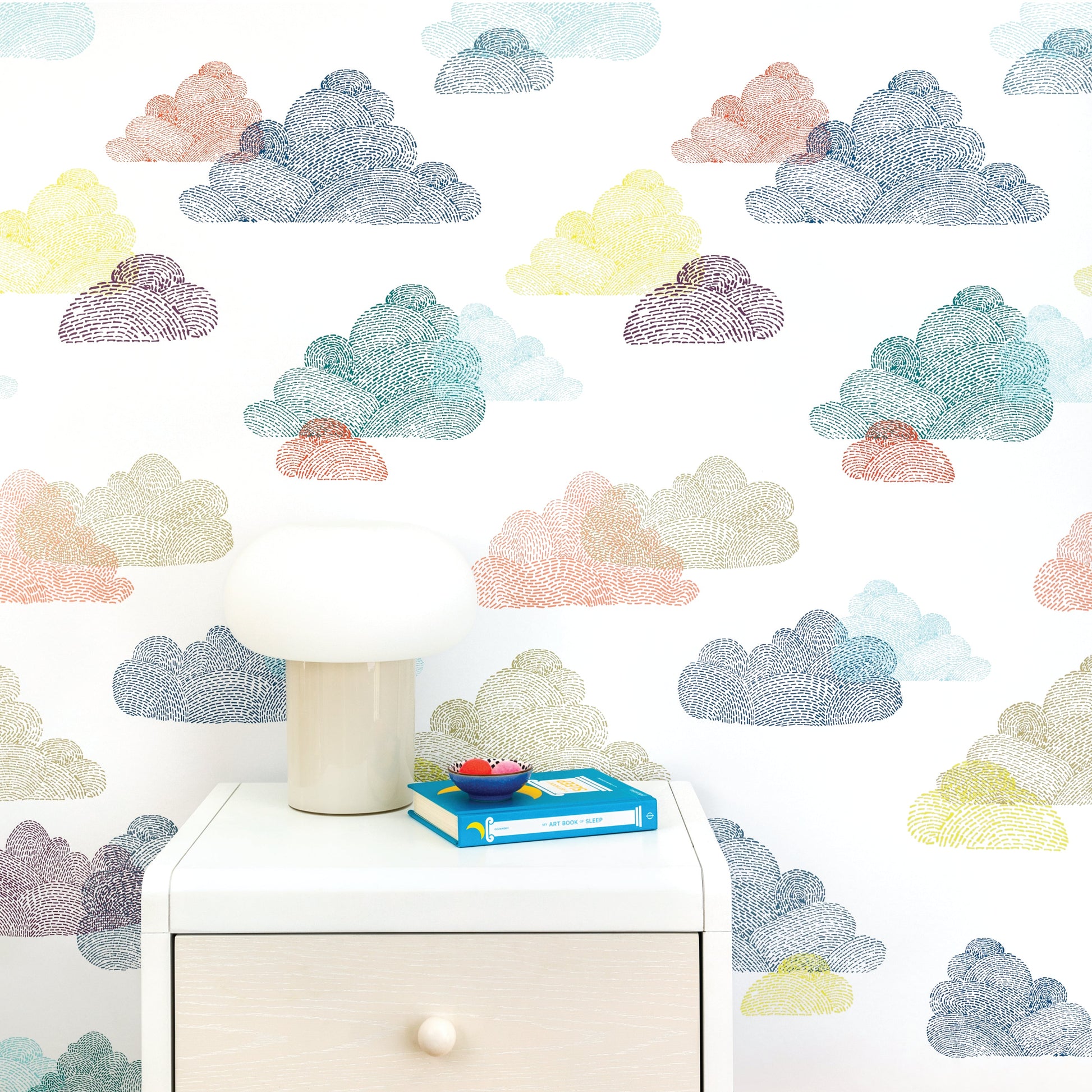 Image of Overcast Stitch in White/Multi Wallpaper