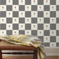 Image of Flora Vintage Check in Charcoal Wallpaper