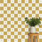 Image of Flora Vintage Check in Mustard Wallpaper