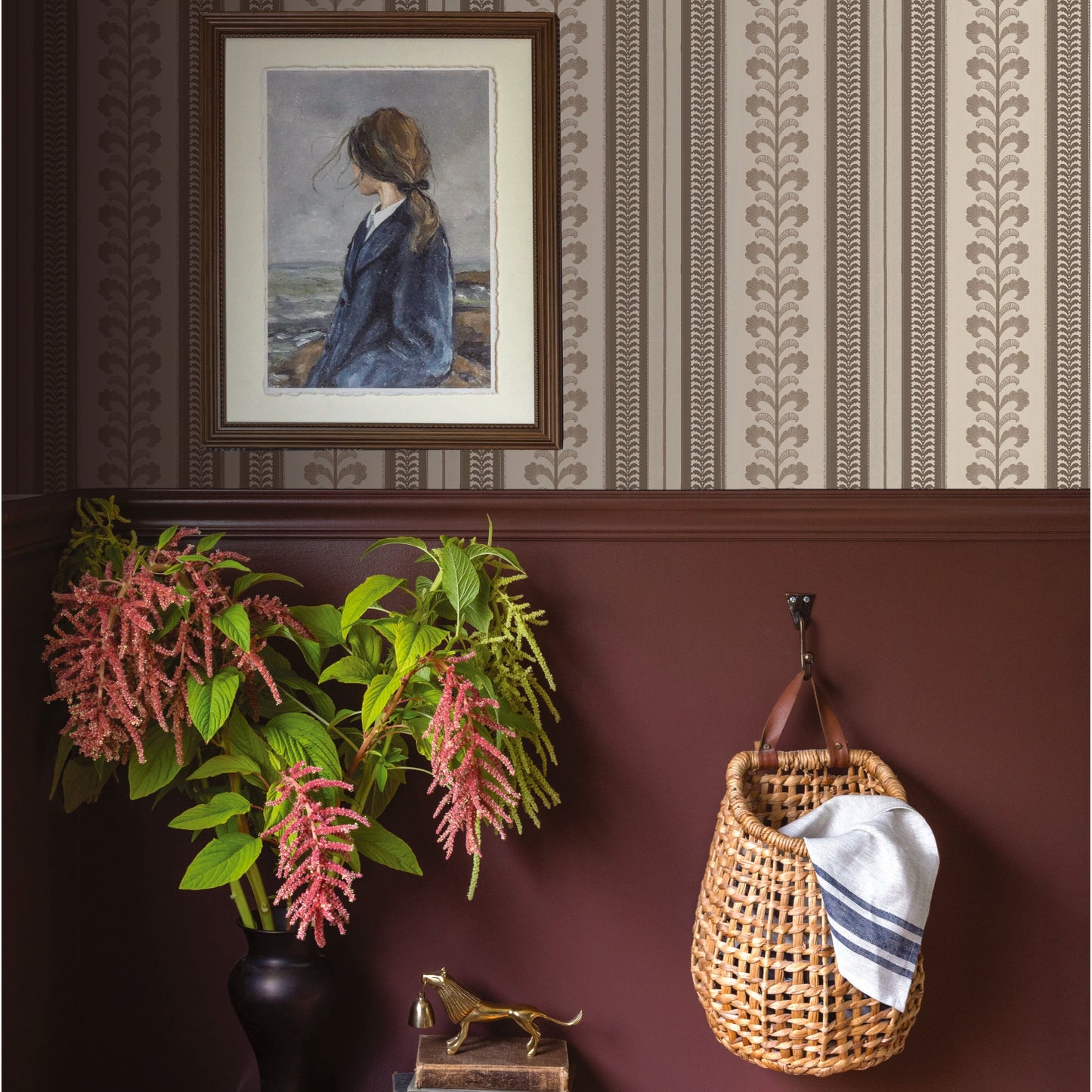 Image of Pickart Stripe in Cedar Wallpaper