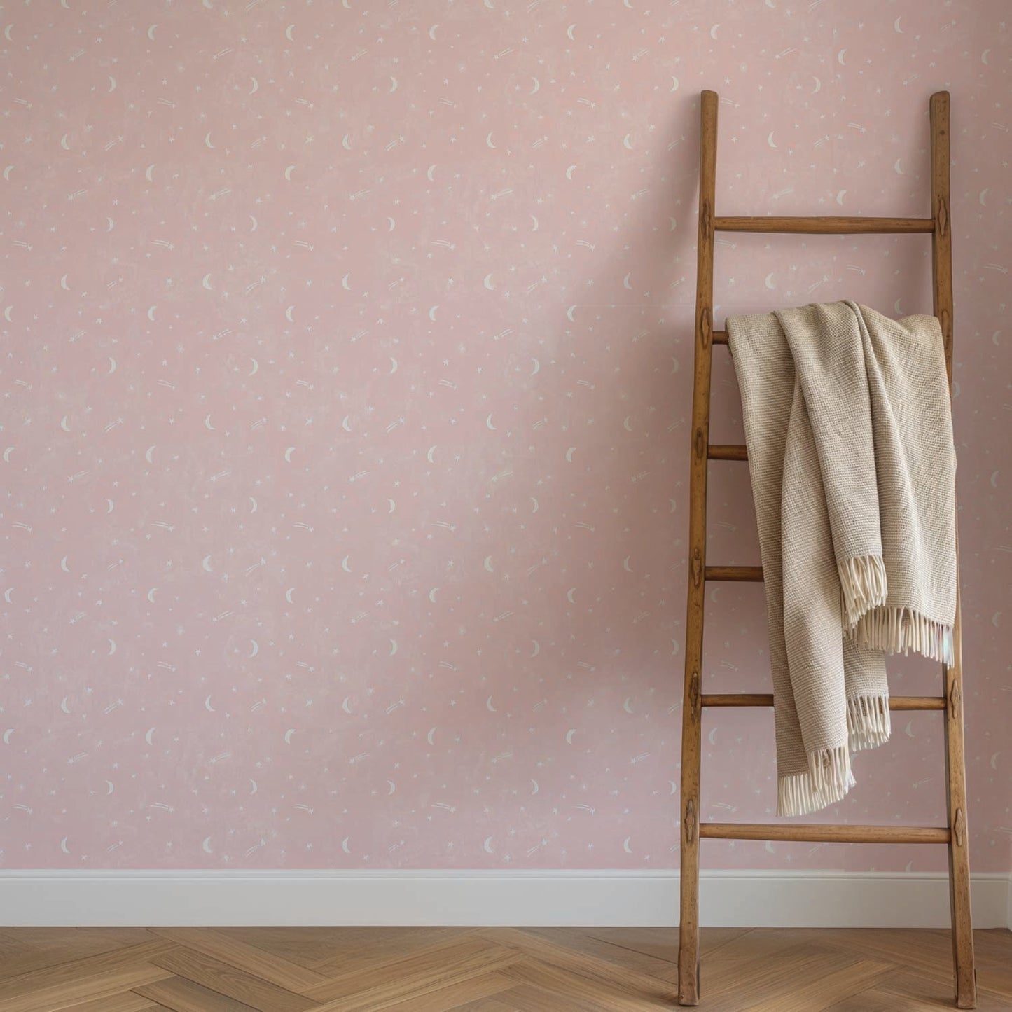 Image of Starry Night in Pink Wallpaper