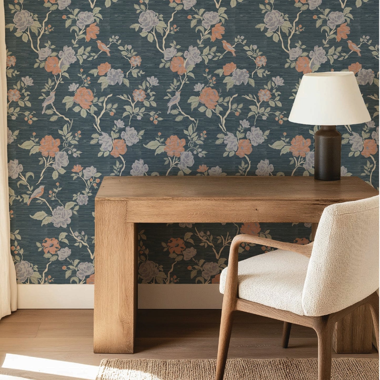 Image of Climbing Blossom in Indigo Multi Wallpaper