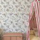 Image of Climbing Blossom in Mauve/Sky Blue Wallpaper