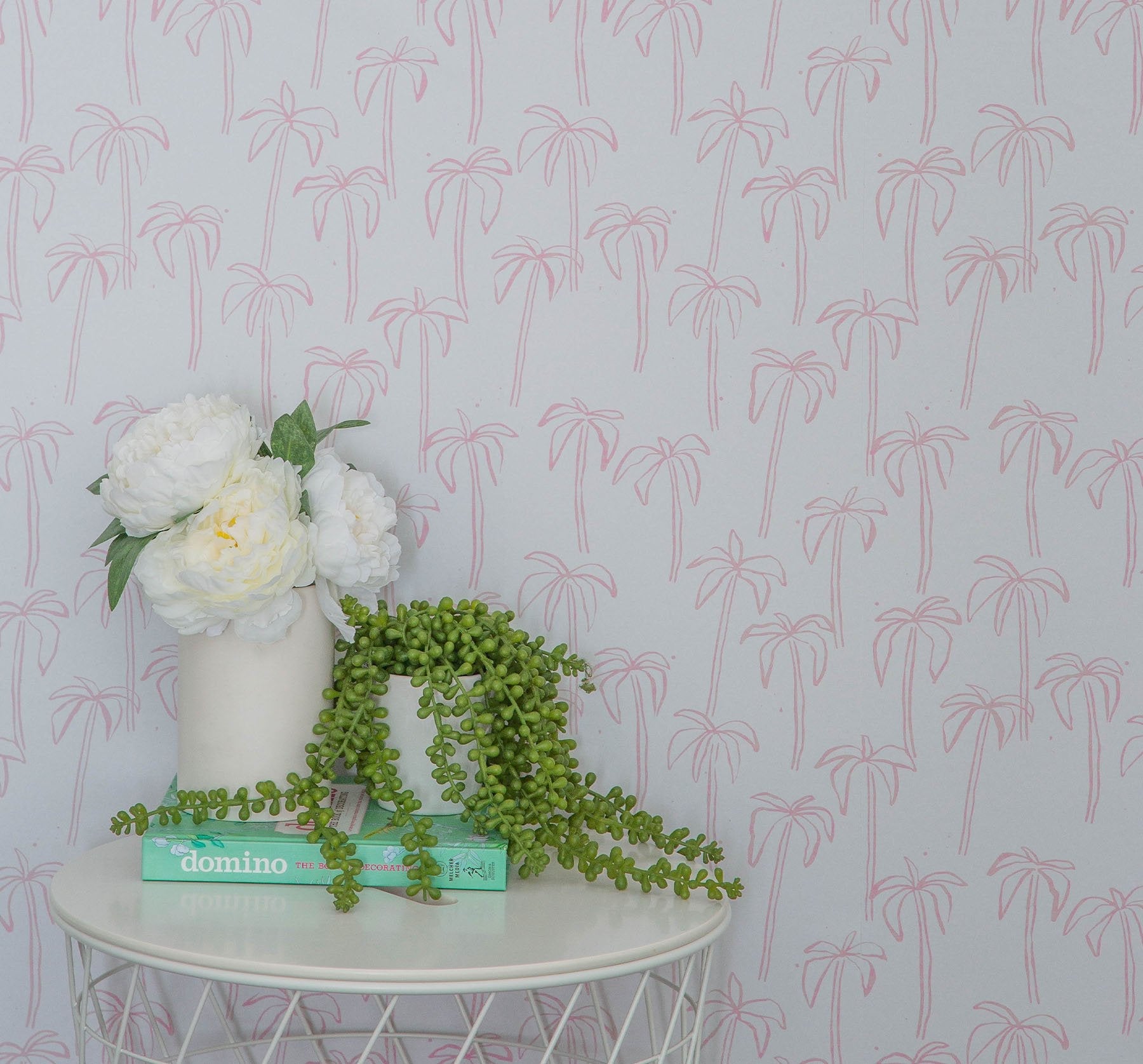Image of California Palm in Pink Wallpaper