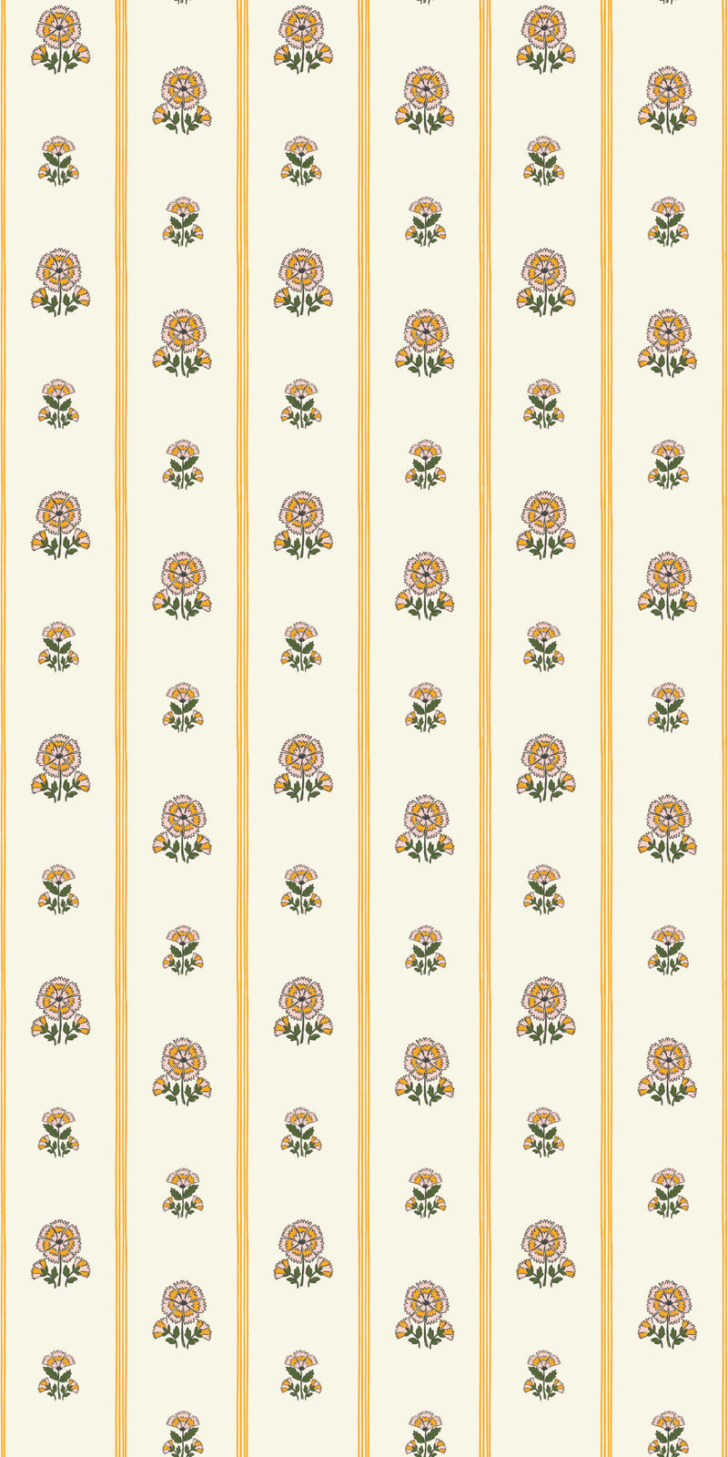 Fan Floral Stripe in Marigold color