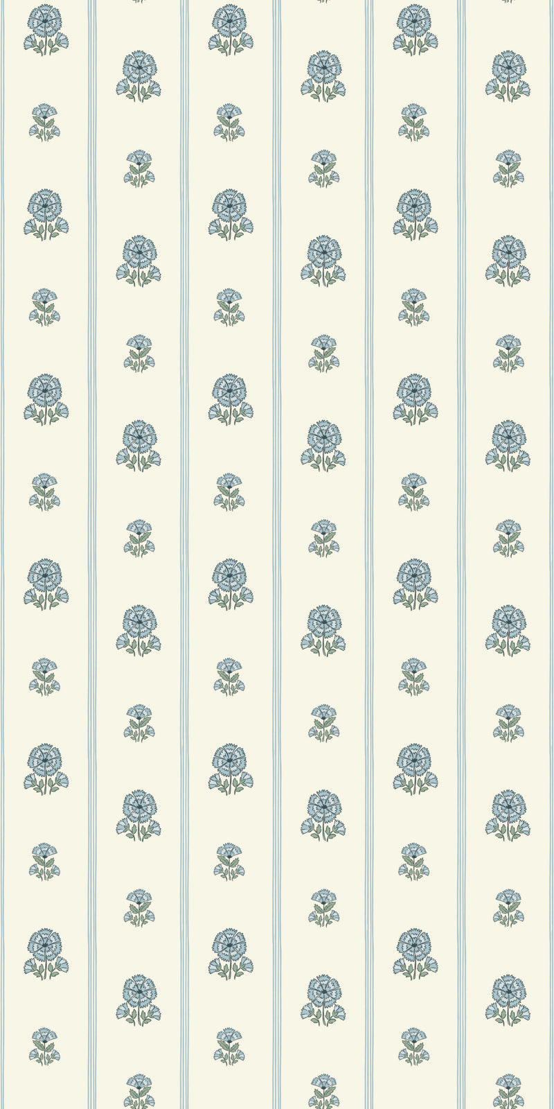 Fan Floral Stripe in Powder Blue color