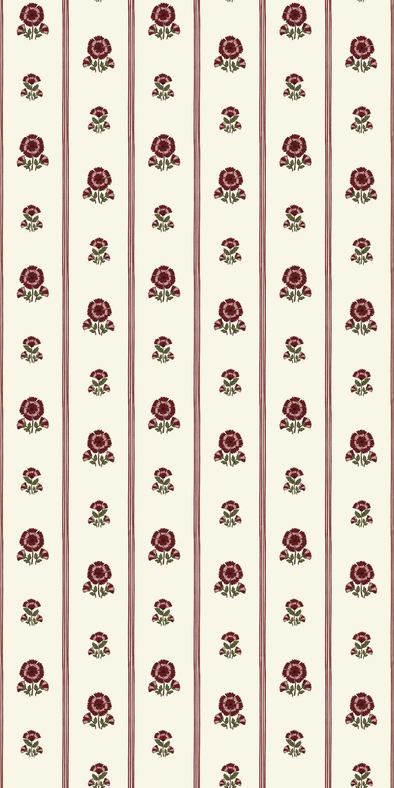 Fan Floral Stripe in Burgundy color