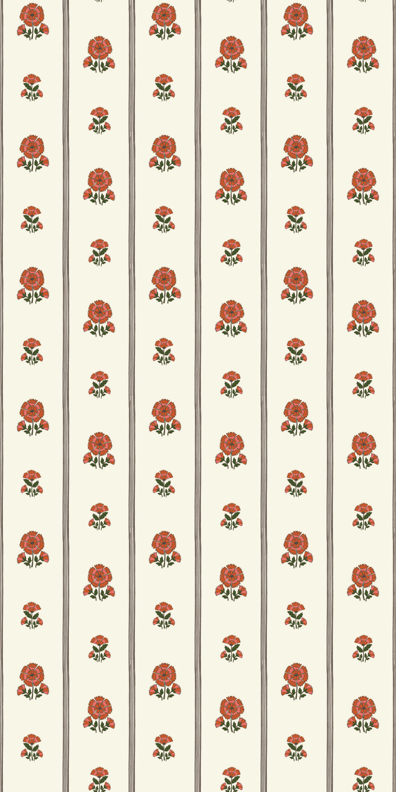 Fan Floral Stripe in Burnt Orange color