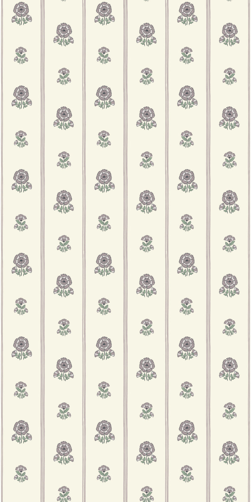 Fan Floral Stripe in Lilac color