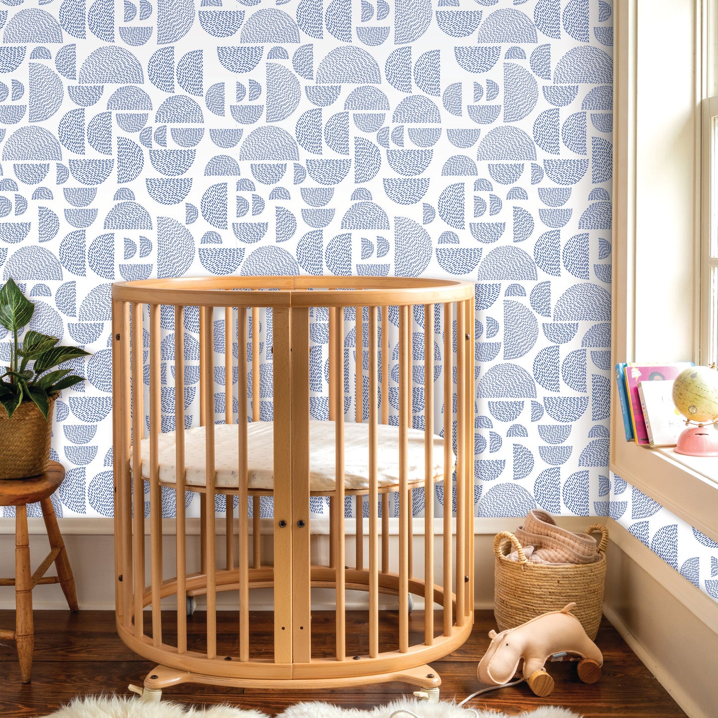 Image of Semi Stitched in White/Blue Wallpaper
