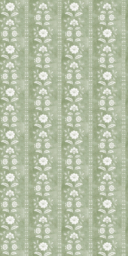 Image of Flower Garland in Sage Wallpaper