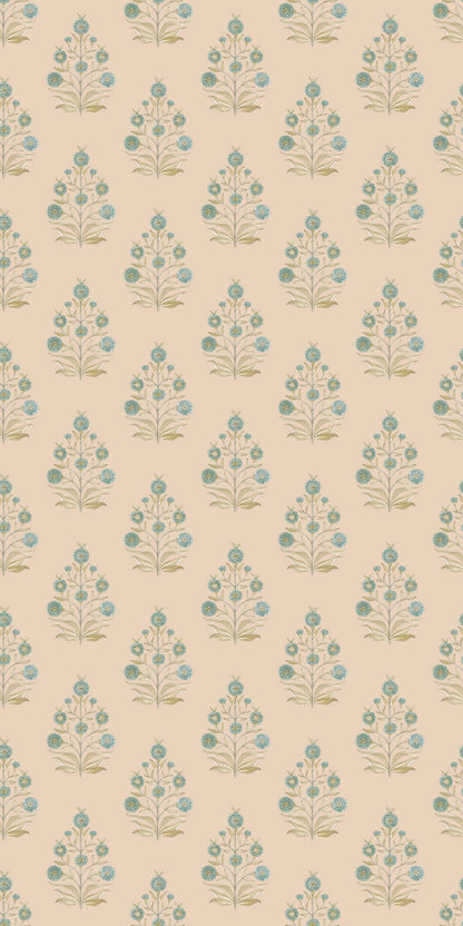 Image of Haveli Block Print in Peach Wallpaper