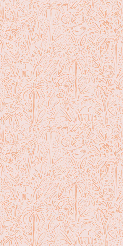 Image of In the Jungle in Orange Wallpaper
