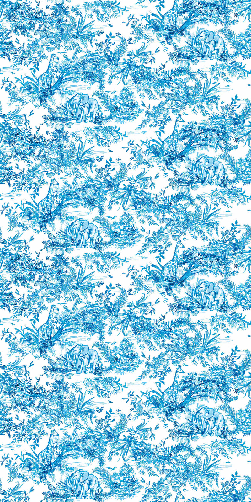 Jungle Toile in Blue on White color