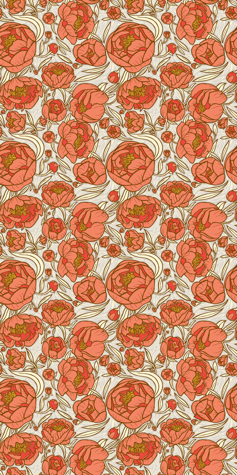 Peonies in Red and Light Grey color