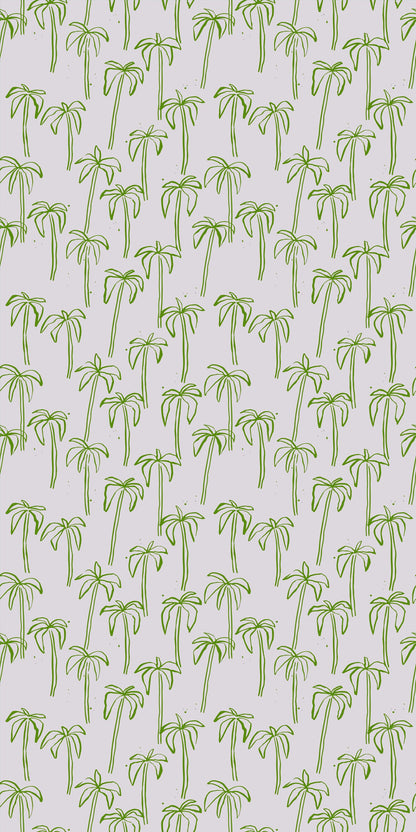 Image of California Palm in Green and Pink Wallpaper