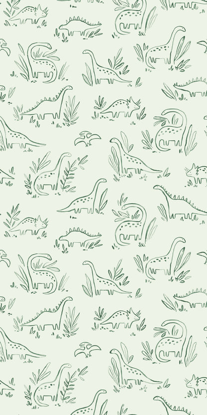 Image of Dinosaurs in Green Wallpaper