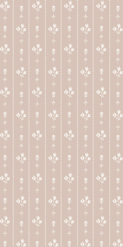 Image of Floral Stripe in Dusty Pink Wallpaper