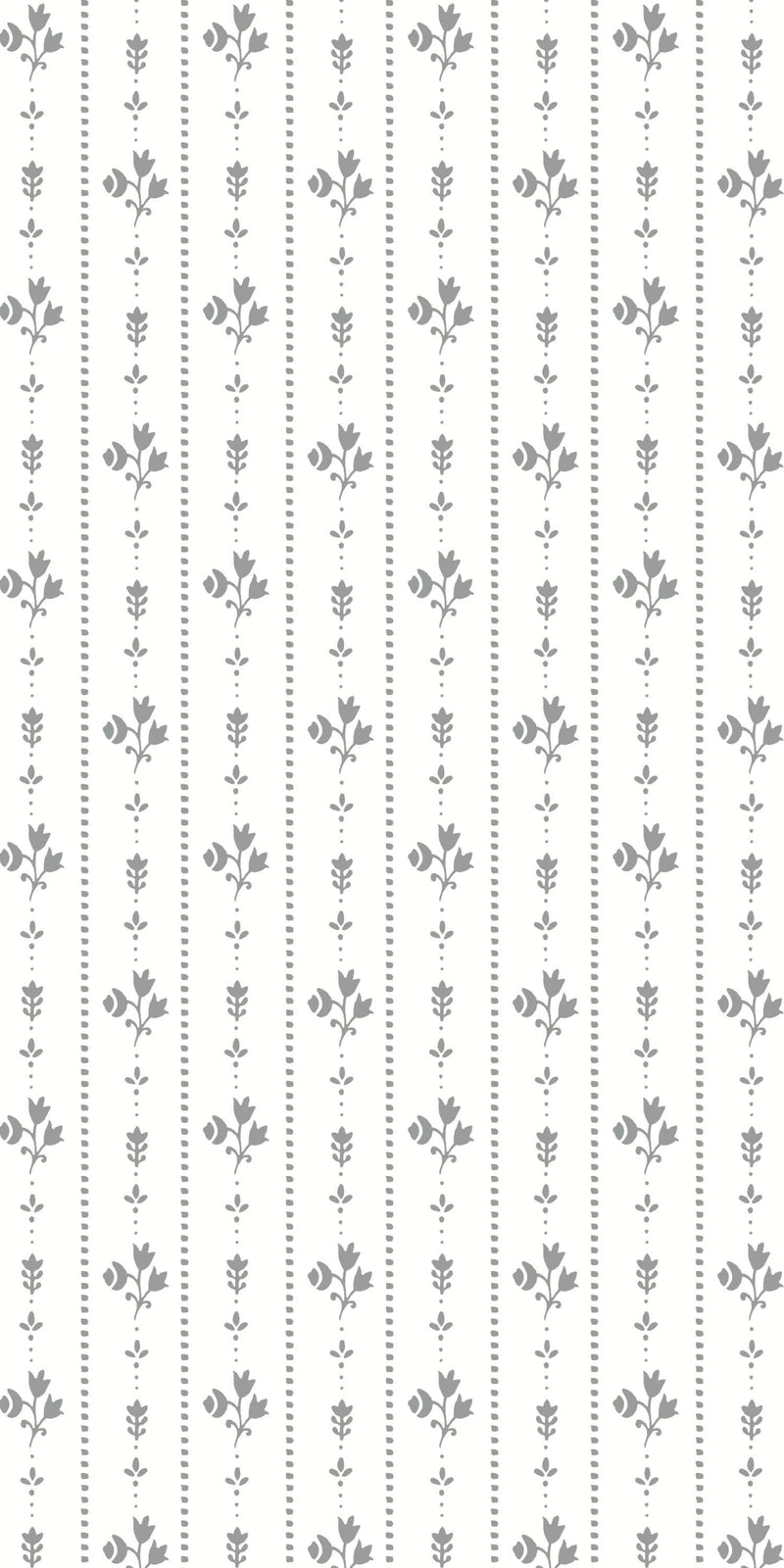 Floral Stripe in Grey on White color