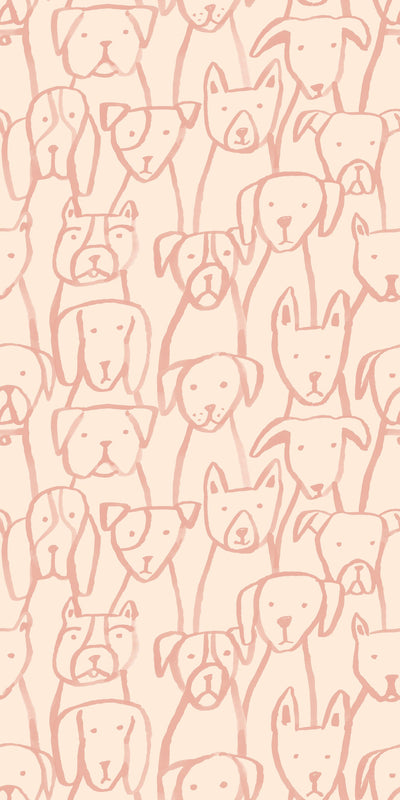 Image of Puppy Pile in Pink Wallpaper