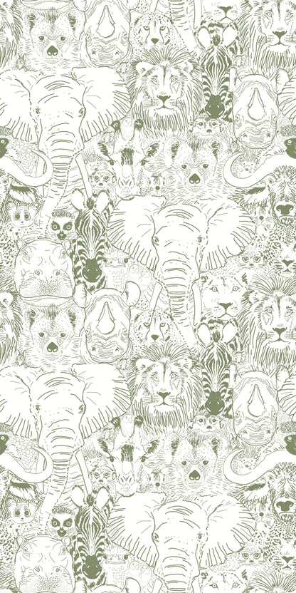 Image of Wild Thing in Sage and White wallpaper