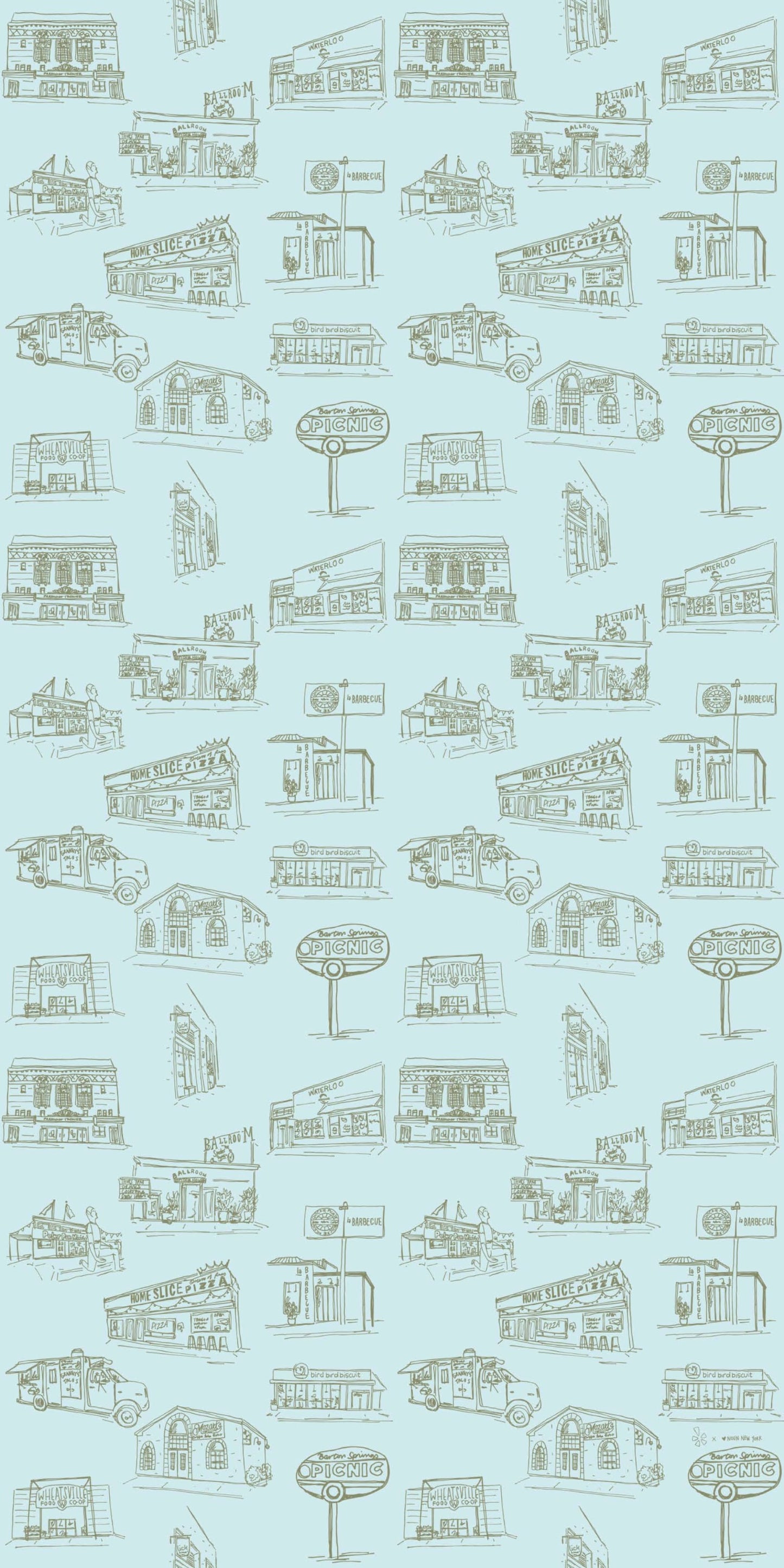 Image of Austin in Blue Green Wallpaper